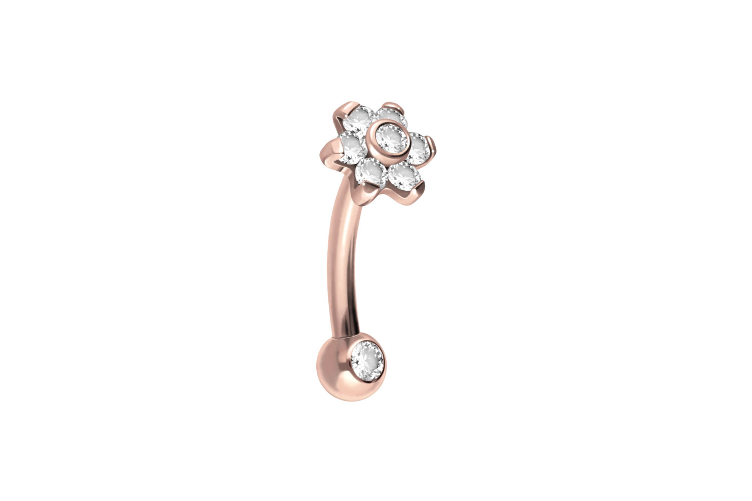 Titan Piercing Banane mit Push Fit BLUME MIT 7 KRISTALLEN + KRISTALLKUGEL